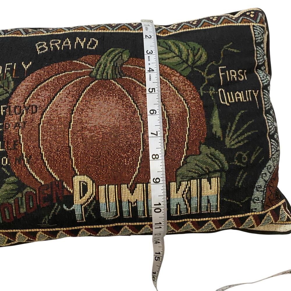 Vintage Can Label Art, Butterfly Pumpkin Vegetable Lumbar Pillow 18.5 W x 12" H - Picture 9 of 14